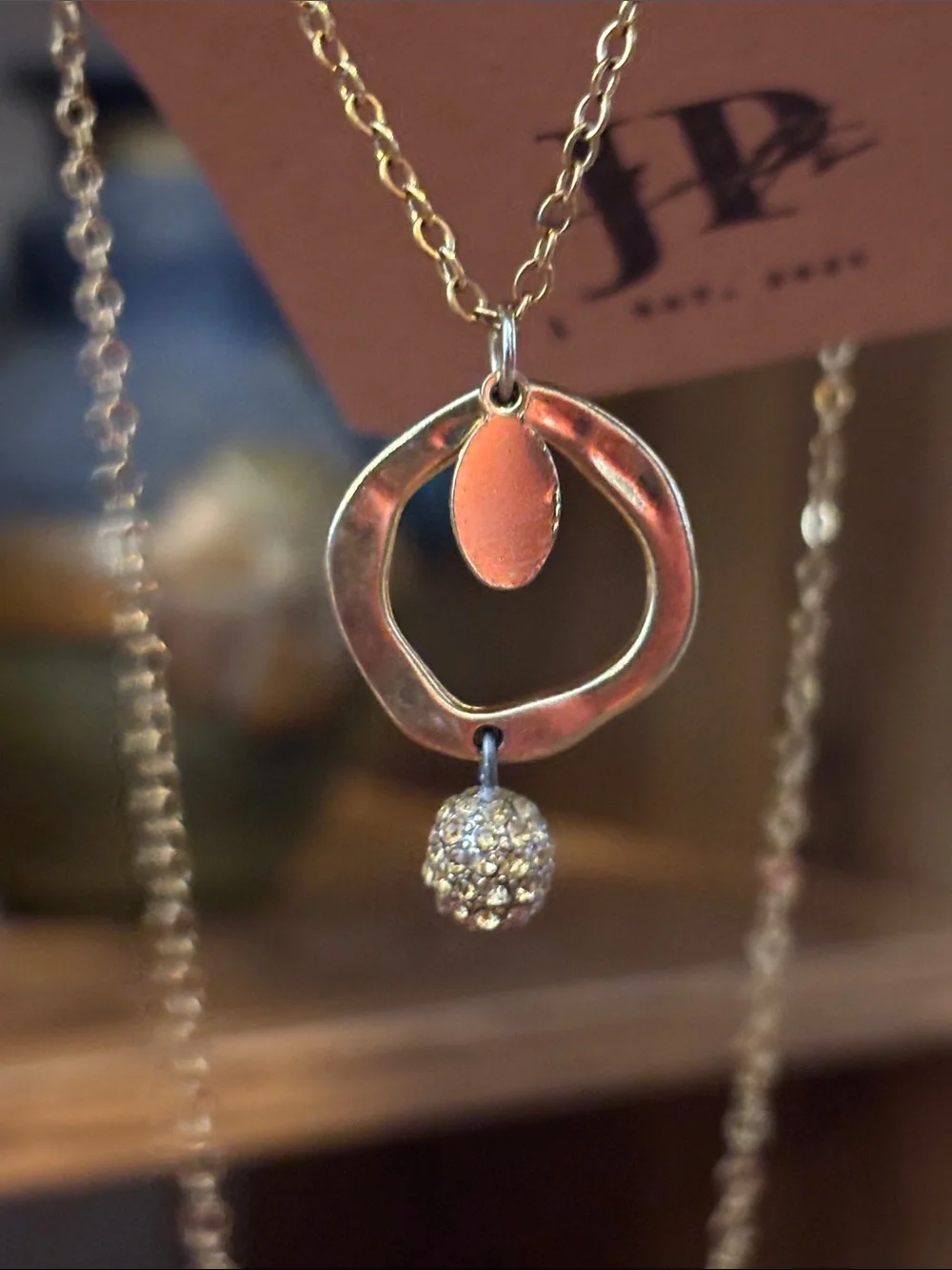 Gold Drop Pendant Necklace with Textured Sphere